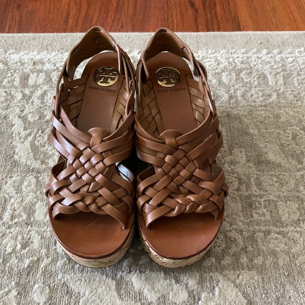 Tory Burch Cork Wedge Slingback Sandals Size 8M